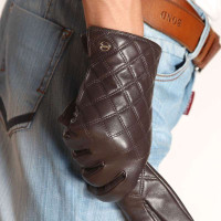 ELMA 艾玛 网格背花面男士真皮/触屏手套 EM013NQF1 棕色 M