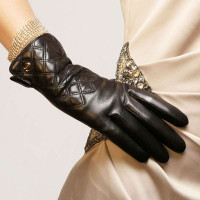 ELMA 艾玛 网格面 女士真皮 触屏手套 EL026NQF1 黑色 S