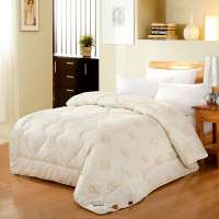 迎馨家纺 床上用品 双人高档澳洲羊毛被子 加厚冬被芯 200*230cm米黄