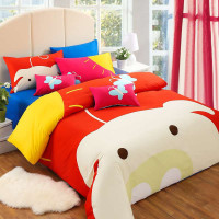 cozzy蔻姿家纺 全棉高支高密床上用品四件套 萌萌马戏团---猪小宝 1.5米