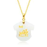 CTF周大福定价足金蝴蝶黄金镶和田玉吊坠CR 165