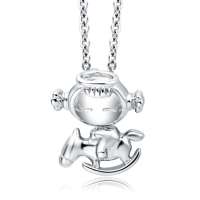 CTF周大福福星宝宝系列家和宝宝童趣木马925银吊坠AB37178
