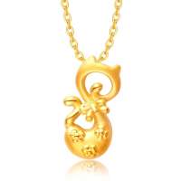 CTF周大福定价硬足金CoCoCat系列优雅猫黄金吊坠CR 324