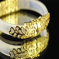 希拉图玉髓镀金手镯玉髓手镯