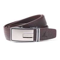 pouch kan商务男士牛皮自动扣皮带A2150023咖啡色