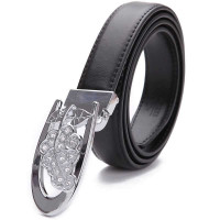  POUCH KAN 女款时尚百搭牛皮板扣皮带B311057黑色