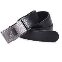 POUCH KAN商务男士牛皮自动扣皮带A351071黑色