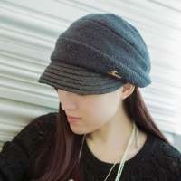 THANTRUE 真享 韩版圆顶针织帽子 宽檐鸭舌帽 女士时装毛线帽 B007 深灰色