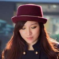 THANTRUE 真享 韩版羊毛毡帽子 平顶卷边小礼帽 女士爵士帽 H025 酒红色