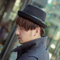 THANTRUE 真享 韩版羊毛毡帽子 平顶卷边小礼帽 女士爵士帽 H025 黑色