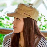 THANTRUE 真享 韩版潮流平顶帽子 天帅气军帽 男女情侣纯棉鸭舌帽 J060 驼色