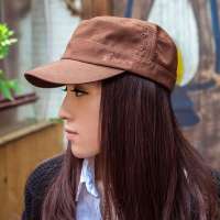 THANTRUE 真享 韩版潮流平顶帽子 天帅气军帽 男女情侣纯棉鸭舌帽 J060 咖啡色