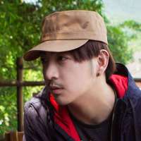 THANTRUE 真享 韩版休闲平顶帽子 情侣款军帽 男女纯棉吉普帽 J063 卡其色