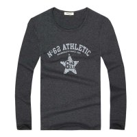 诠渡良品秋装新款男装休闲五角星印花纯棉长袖T恤 30848