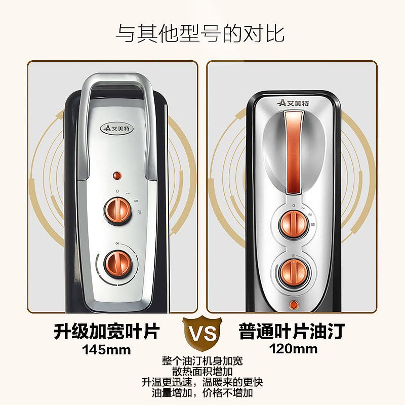 艾美特(Airmate)取暖器 HU1112-W 11片140mm加宽叶片 倾倒断电 过热保护 油汀 电烤火炉 电暖器图片