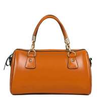 Global Freeman自由人新款欧美简约时尚波士顿牛皮女包1313复古棕