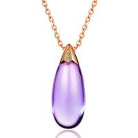 潮宏基 官方正品-晶石系列-浪漫爱人-18K金-红18K金镶钻紫晶坠链/项链