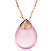 潮宏基 官方正品-晶石系列-温婉可人-18K金-红18K金镶钻芙蓉石坠链/项链