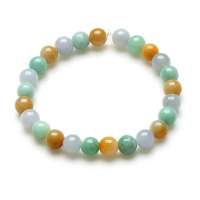 今上珠宝 天然翡翠手链 三彩福禄寿8mm