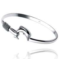 宝萃银楼 S925纯银 小海豚手镯手环