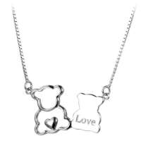 宝萃银楼 LOVE 小熊项链 S925纯银韩版可爱吊坠