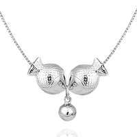 宝萃银楼 接吻鱼 S925纯银 项链 可爱铃铛