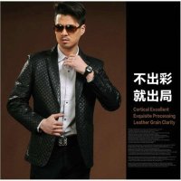 玢璒 真皮皮衣男款 时尚皮西服外套
