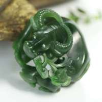 玖品缘新疆和田玉特级碧玉生肖如意牛把件 细腻94g(含证书)
