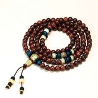 玖品缘原创民族风女手饰金丝顺纹印度小叶紫檀糖玉手链108念珠