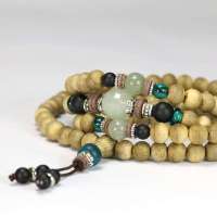 玖品缘原创正品民族风女士手饰越南白木沉香青白玉手链串念珠