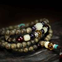 玖品缘原创民族风女士金丝楠木108佛珠手链念珠手串 金丝楠木