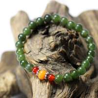 玖品缘新疆和田玉碧玉籽料圆珠手链 黄菩提果手串 男女款