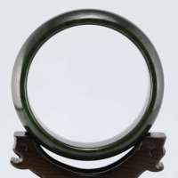 玖品缘新疆和田玉黑碧玉籽料手镯 57.7#福气玉镯 附权威证书