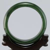 玖品缘新疆和田玉 碧玉籽料手镯子小圈口 女士 54# 赠证书