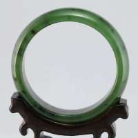 玖品缘新疆和田玉 碧玉籽料手镯 55# 权威鉴定证书