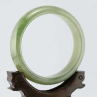 玖品缘新疆和田玉青白玉手镯俏翠 附权威证书 57#