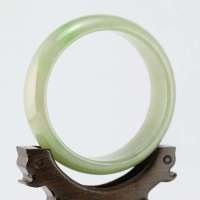 玖品缘新疆和田玉青白玉手镯俏翠 附权威证书 57.4# 附证书