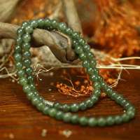 玖品缘新疆和田玉青玉圆珠项链 高贵气质项链 和田玉项链