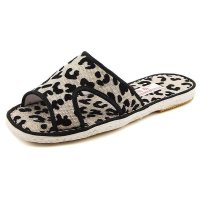 步瀛斋 正品老字号千层底居家女拖鞋千层底平跟春秋夏豹纹休闲拖鞋 坤千豹纹女拖鞋