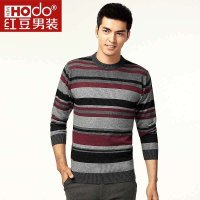 红豆男装商务休闲提花条纹直筒针织羊毛衫ZMDS907