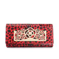 斯提亚(stiya)新北美流行风格时尚长款进口漆皮女士钱包YP80056-01C红色