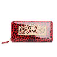 斯提亚(stiya)新北美流行风格时尚长款进口漆皮女士钱包YP80056-01E红色