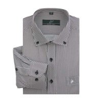 保罗骑士POLJES 男士商务休闲领扣彩条长袖衬衫 551