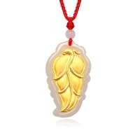 凤禧金枝玉叶千足金天然翡翠吊坠