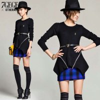 七格格othermix 秋装新款 套头不规则下摆针织衫 毛衣 女3MN4034P