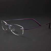亿超近视眼镜框 男款记忆钛眼镜架 无框眼镜镜架B-139 紫色