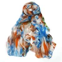 丝界(SIGI)春之魅   2013秋冬新款100%桑蚕丝围巾 长款银丝印花防晒丝巾 空调披肩围巾 15号色