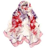 丝界(SIGI)春之魅   2013秋冬新款100%桑蚕丝围巾 长款银丝印花防晒丝巾 空调披肩围巾 18号色