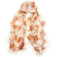 丝界(SIGI)春之魅   2013秋冬新款100%桑蚕丝围巾 长款银丝印花防晒丝巾 空调披肩围巾 19号色