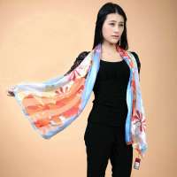 丝界(SIGI)春之魅   2013秋冬新款100%桑蚕丝围巾 长款银丝印花防晒丝巾 空调披肩围巾 21号色